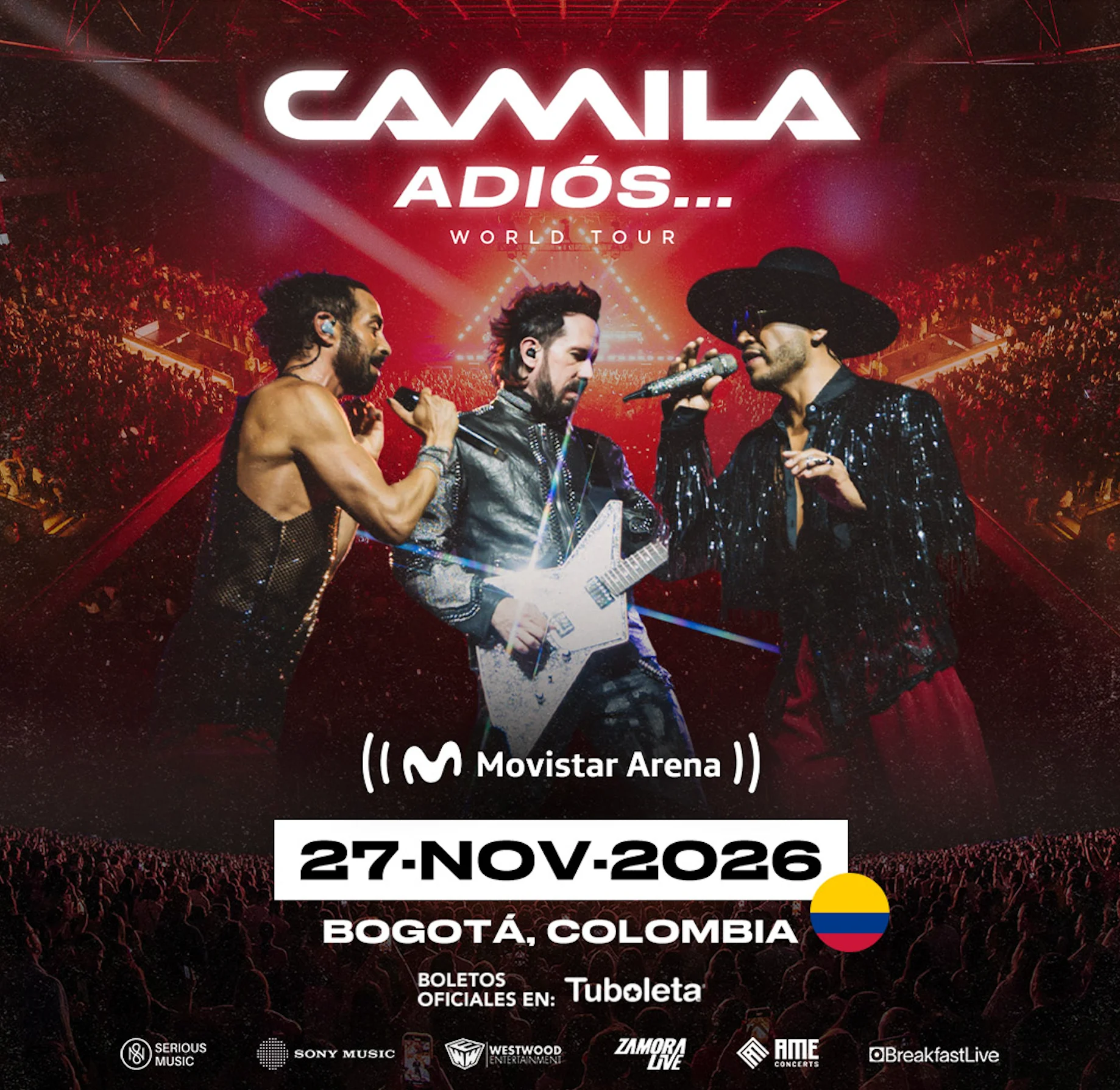Camila en concierto: 27 noviembre 2026, Bogotá